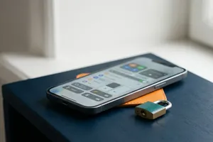 Smartphone med inställningar och ett hänglås